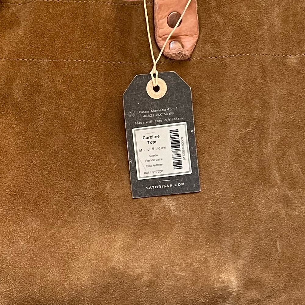 Brown Suede Leather Tote Bag Satorisan - Picture 6 of 6